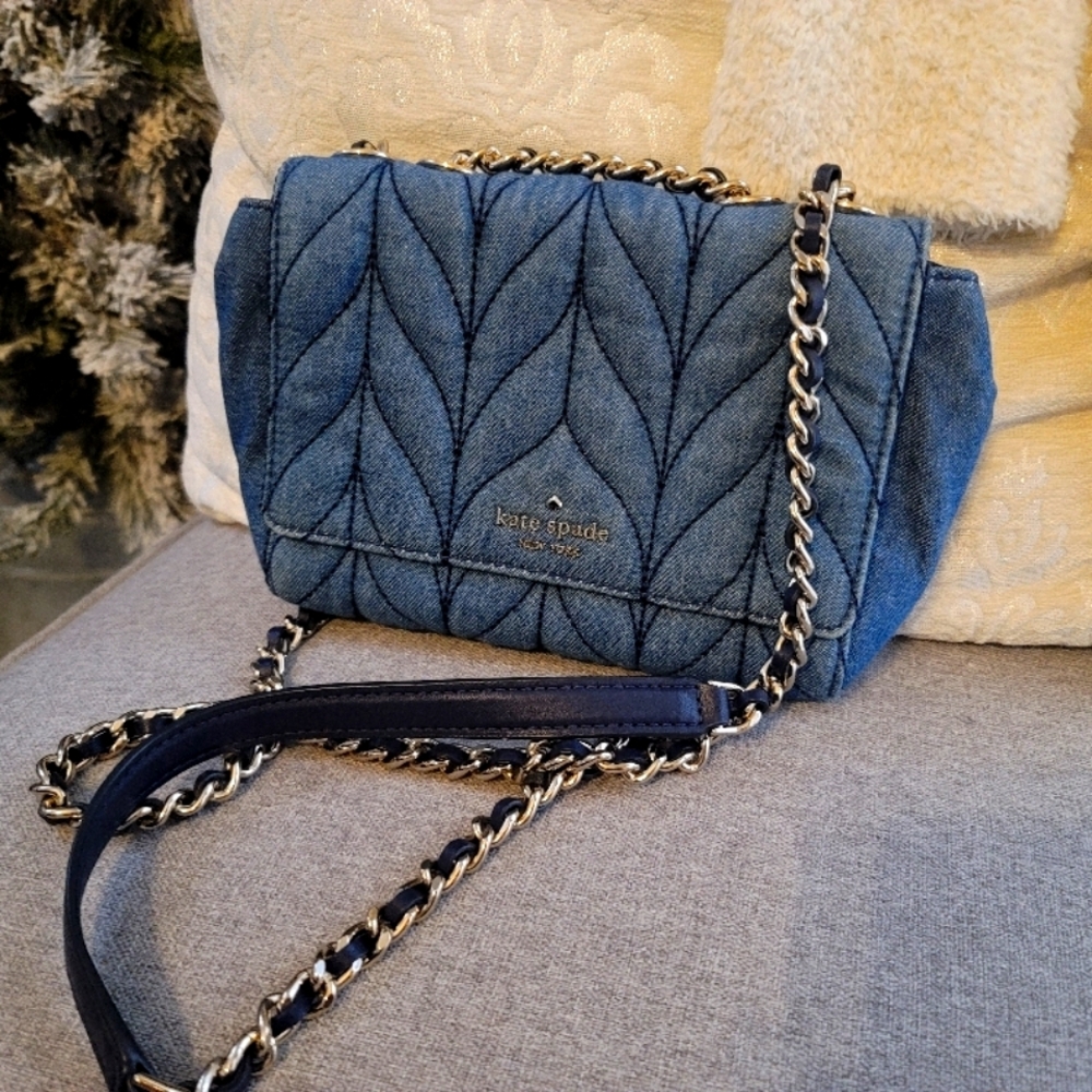 Kate Spade Blue Quilted Chain Shoulder Bag